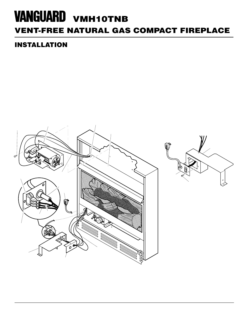 Vmh10tnb, Vent-free natural gas compact fireplace, Installation | Continued | Vanguard Heating VMH10TNB User Manual | Page 12 / 28