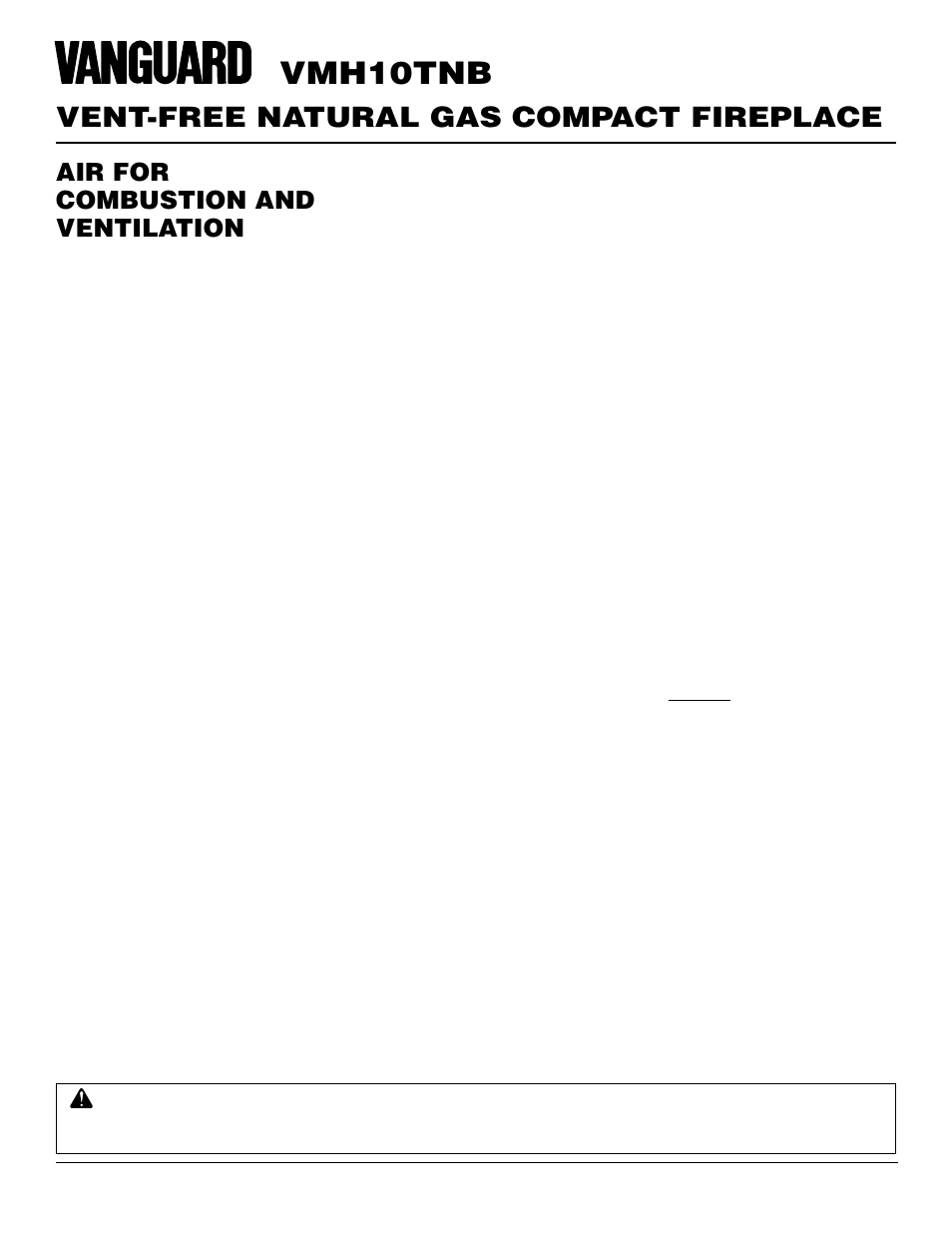 Vmh10tnb, Vent-free natural gas compact fireplace, Air for combustion and ventilation | Continued | Vanguard Heating VMH10TNB User Manual | Page 6 / 28