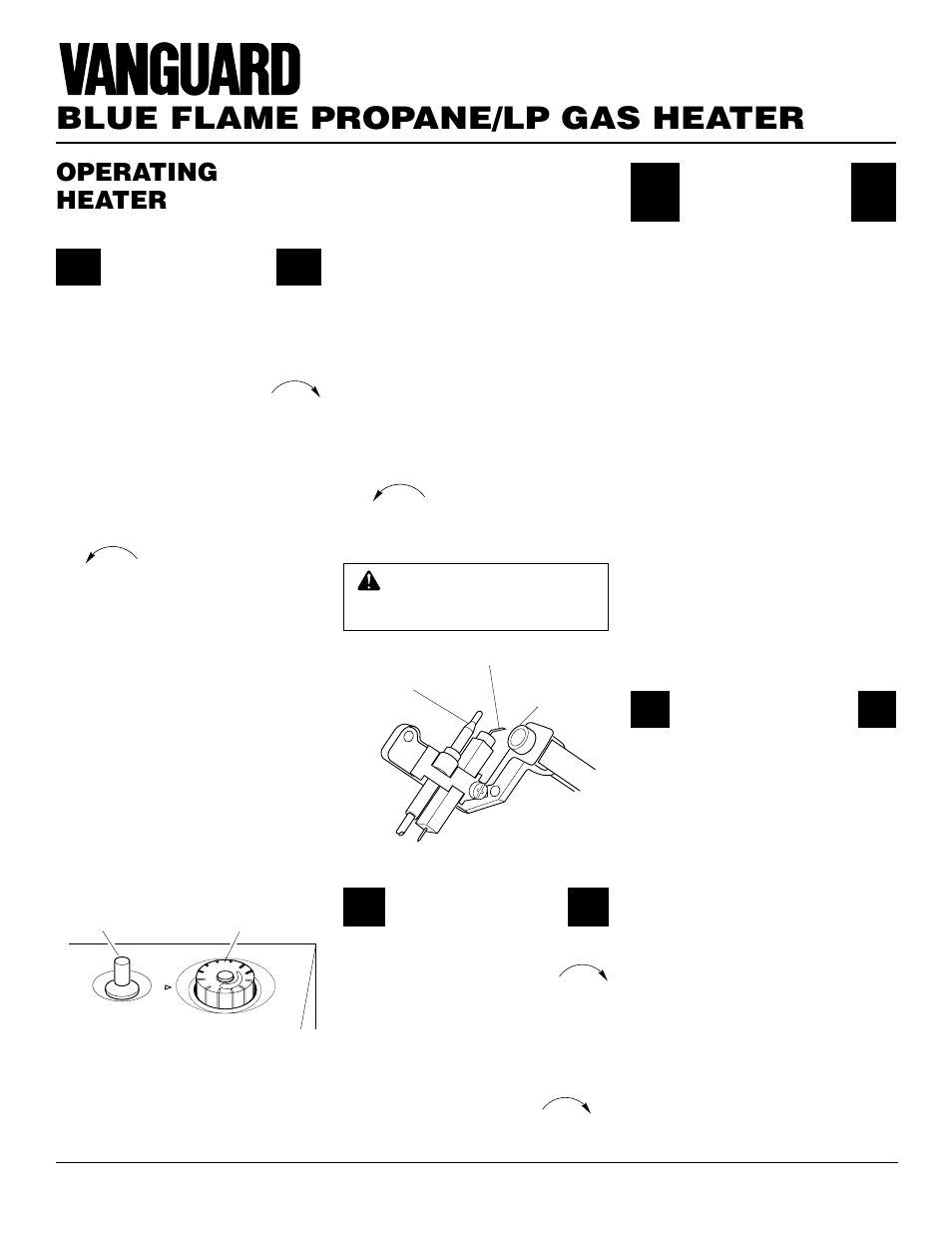 Blue flame propane/lp gas heater, Operating heater, Continued | Lighting instructions, Thermostat control operation, Manual lighting procedure | Vanguard Heating VP2000BTD User Manual | Page 12 / 20