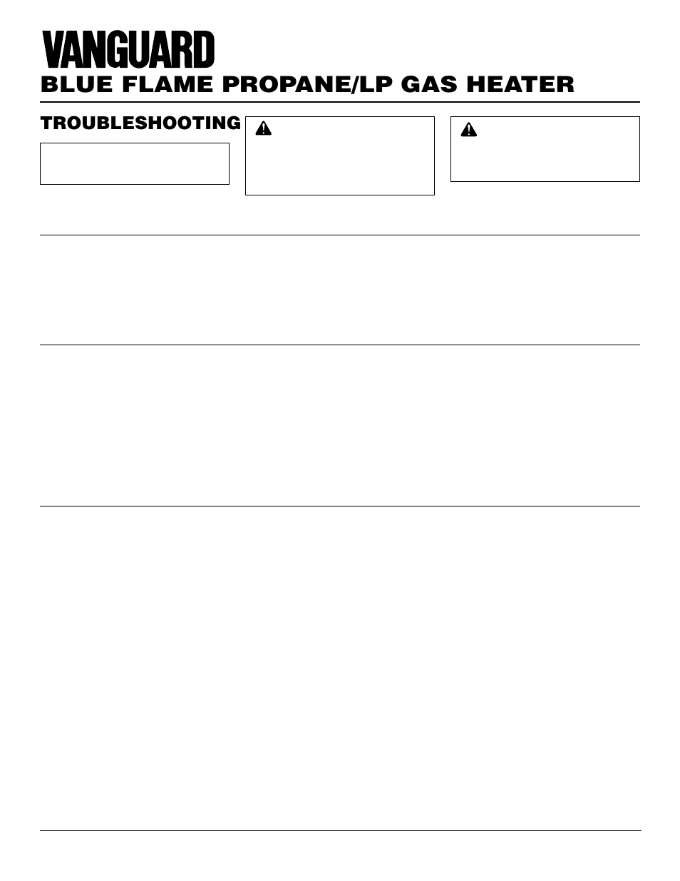 Blue flame propane/lp gas heater, Troubleshooting | Vanguard Heating VP2000BTD User Manual | Page 14 / 20