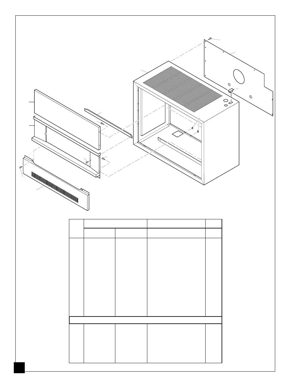 Illustrated parts list cabinet assembly | Vanguard Heating GVB35P User Manual | Page 38 / 40