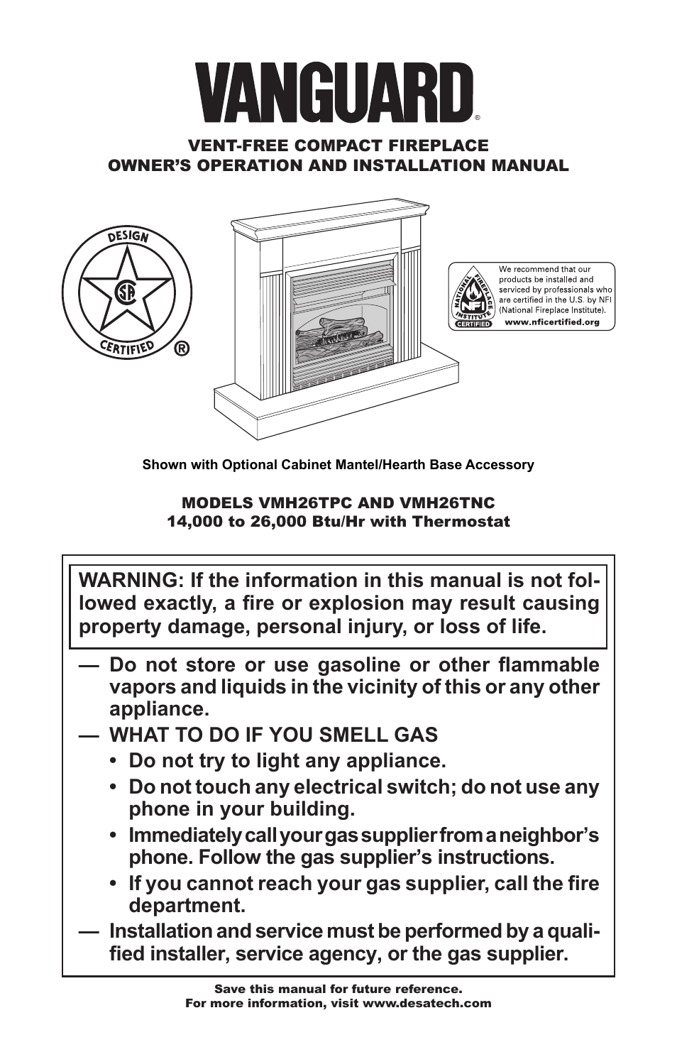 Vanguard Heating VMH26TPC User Manual | 32 pages