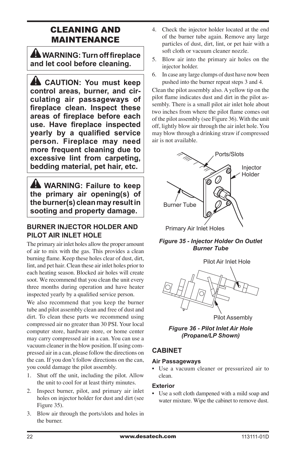 Cleaning and maintenance | Vanguard Heating VMH26TPC User Manual | Page 22 / 32