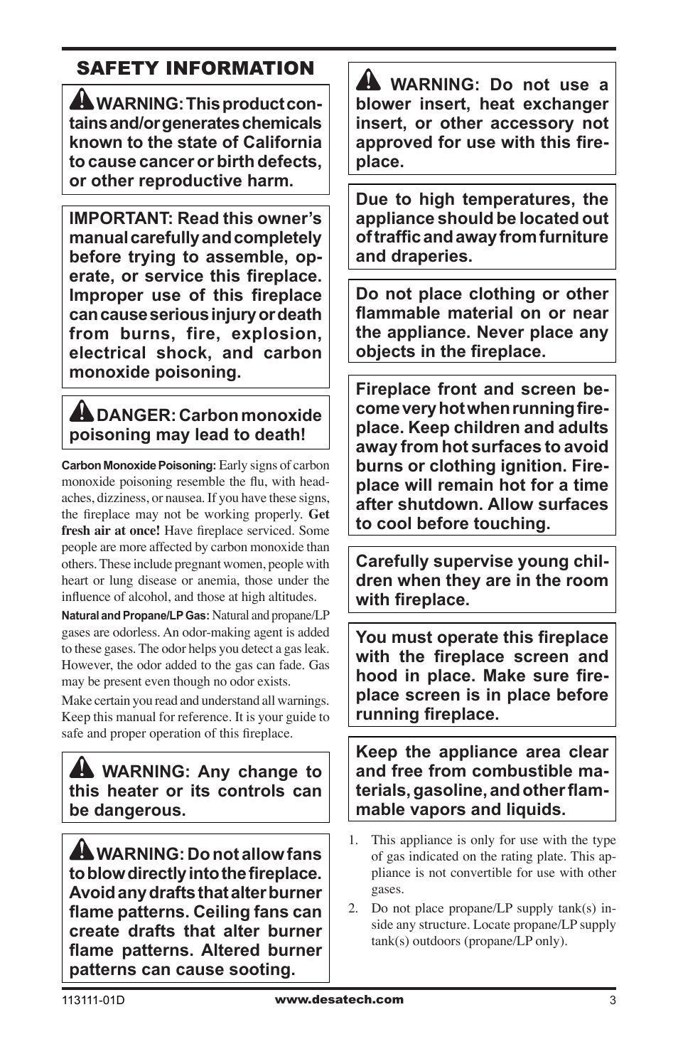 Safety information | Vanguard Heating VMH26TPC User Manual | Page 3 / 32