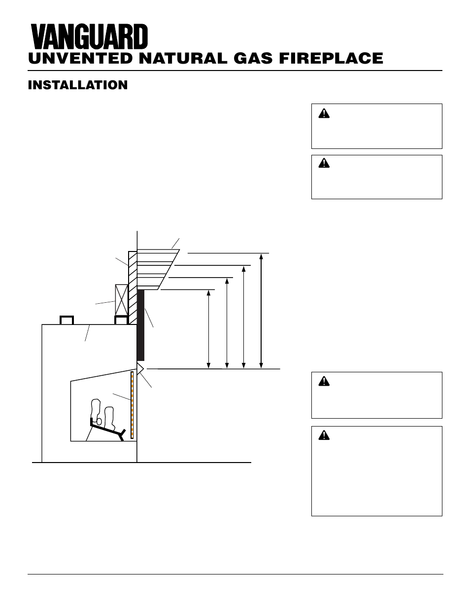 Unvented natural gas fireplace, Installation, Continued | Vanguard Heating VYGF33NRA User Manual | Page 10 / 28