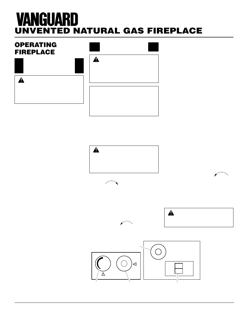 Unvented natural gas fireplace, Operating fireplace, Lighting instructions | For your safety read before lighting | Vanguard Heating VYGF33NRA User Manual | Page 14 / 28