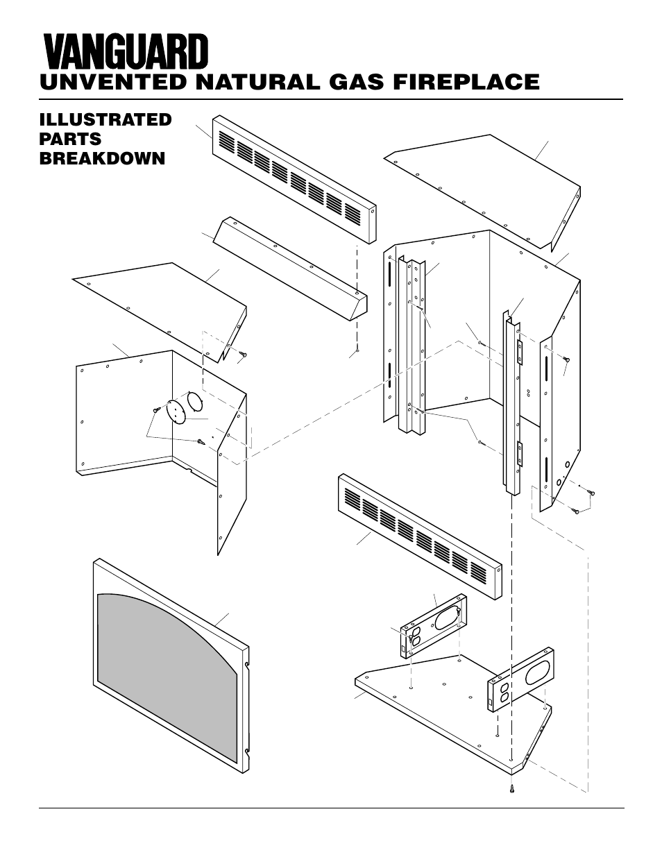 Unvented natural gas fireplace, Illustrated parts breakdown, Fireplace vygf33nra | Vanguard Heating VYGF33NRA User Manual | Page 26 / 28