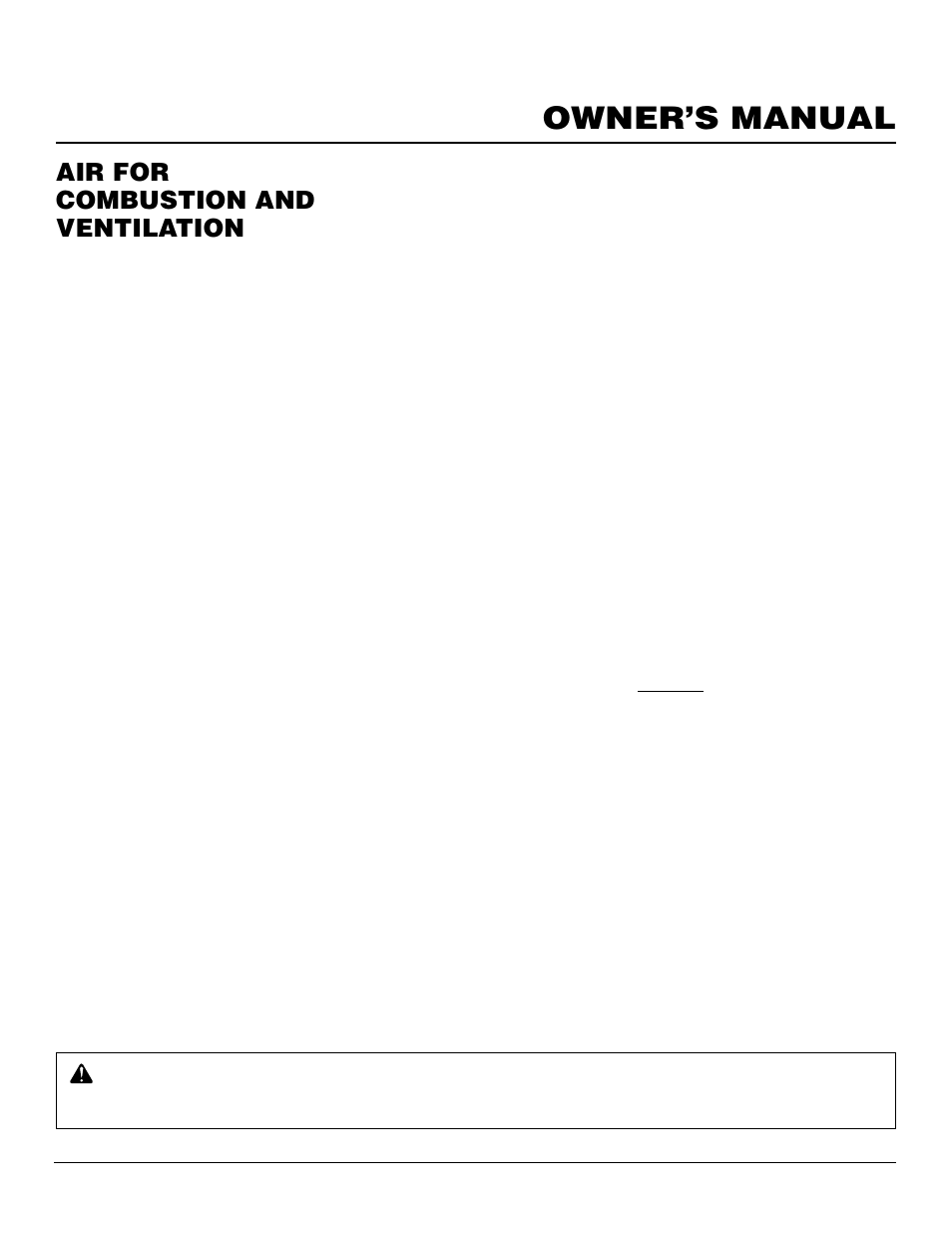 Owner’s manual, Air for combustion and ventilation, Continued | Vanguard Heating VYGF33NRA User Manual | Page 5 / 28