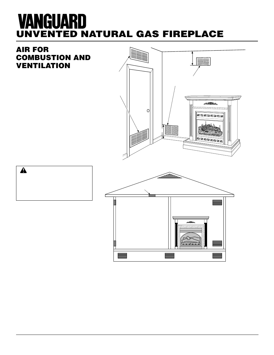 Unvented natural gas fireplace, Air for combustion and ventilation, Continued | Vanguard Heating VYGF33NRA User Manual | Page 6 / 28