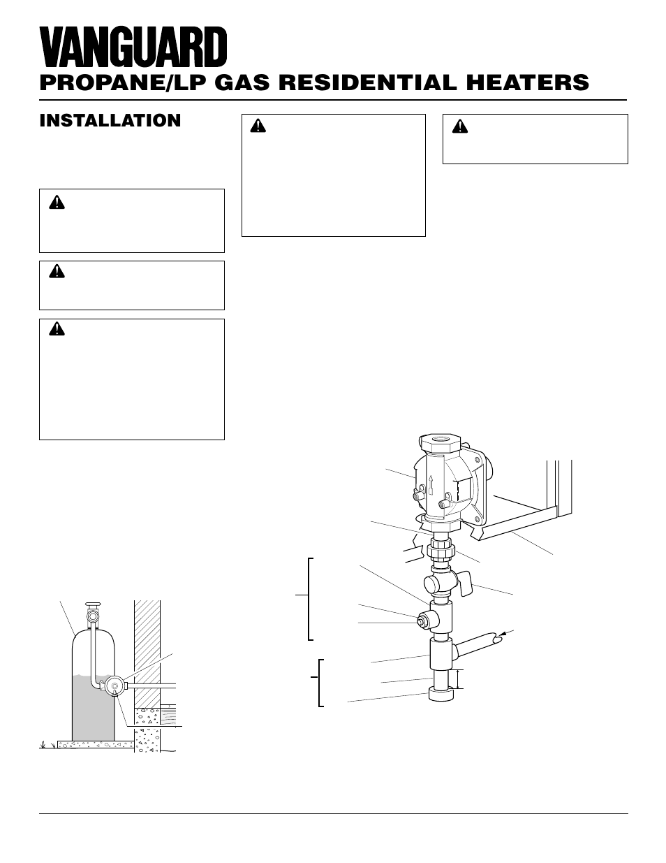 Propane/lp gas residential heaters, Installation, Continued | Vanguard Heating VMH3000TPSA User Manual | Page 12 / 24