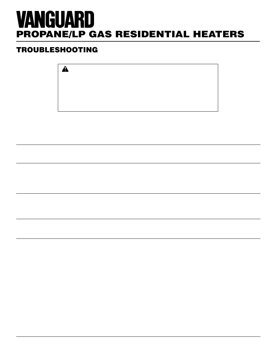 Propane/lp gas residential heaters, Troubleshooting, Continued | Vanguard Heating VMH3000TPSA User Manual | Page 18 / 24