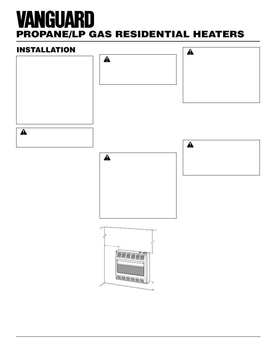 Propane/lp gas residential heaters, Installation, Check gas type | Installation items, Locating heater | Vanguard Heating VMH3000TPSA User Manual | Page 8 / 24