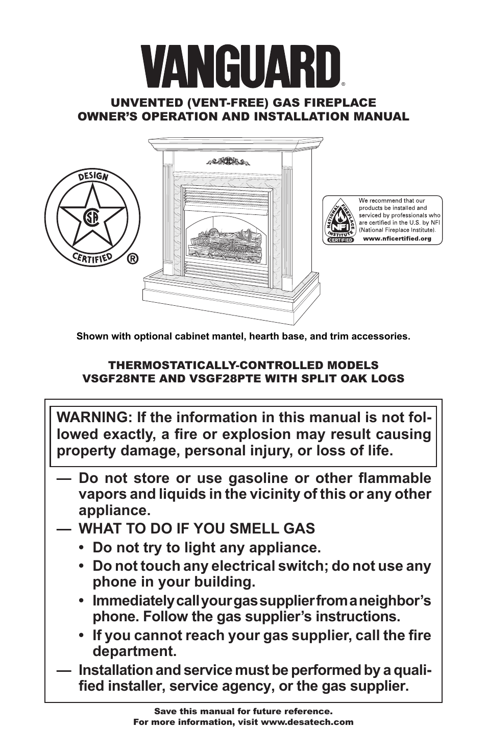 Vanguard Heating VSGF-28PTE User Manual | 32 pages