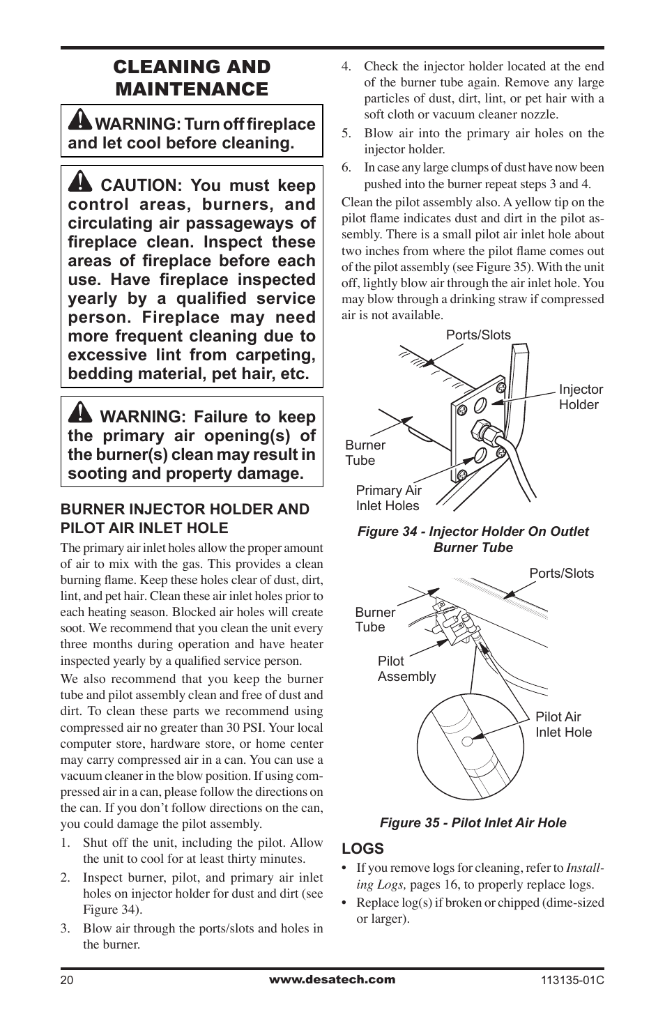 Cleaning and maintenance | Vanguard Heating VSGF-28PTE User Manual | Page 20 / 32
