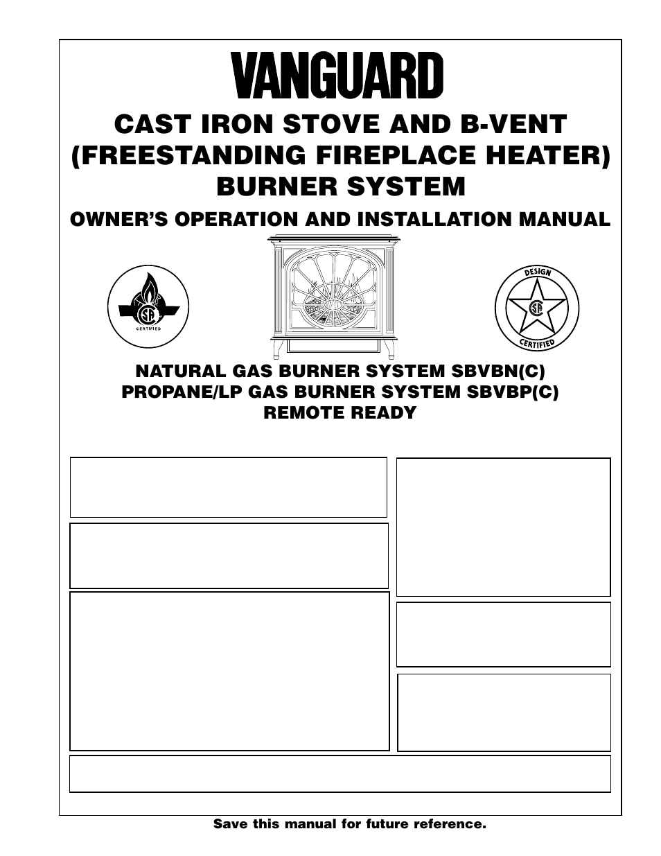 Vanguard Heating SBVBN(C) User Manual | 32 pages