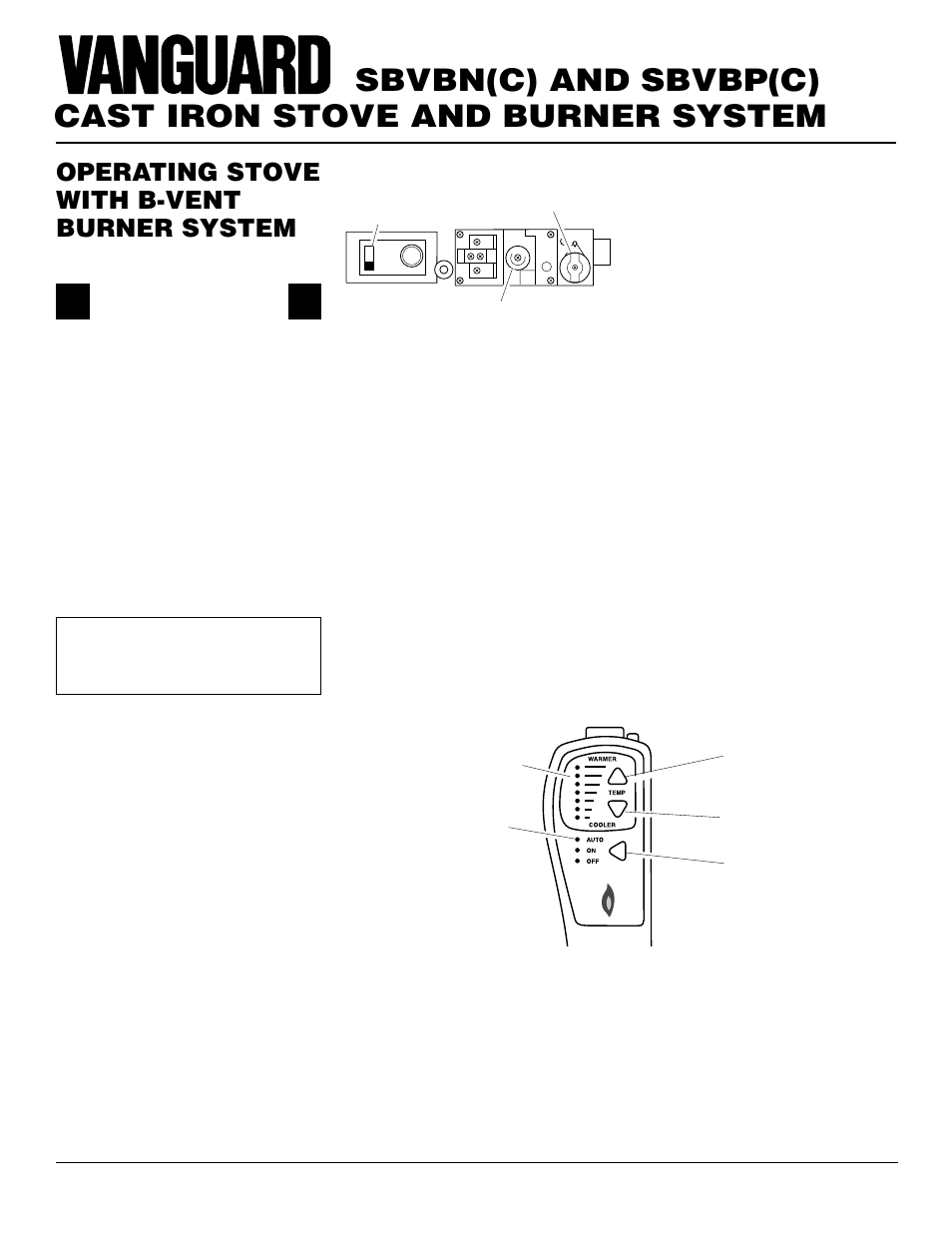 Cast iron stove and burner system, Sbvbn(c) and sbvbp(c), Operating stove with b-vent burner system | Continued, Optional remote operation | Vanguard Heating SBVBN(C) User Manual | Page 20 / 32