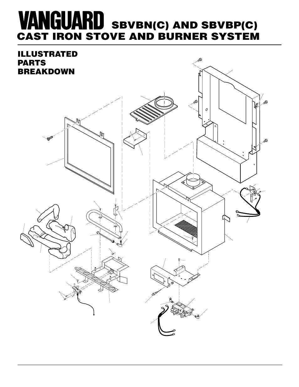Cast iron stove and burner system, Sbvbn(c) and sbvbp(c), Illustrated parts breakdown | Sbvbn(c) sbvbp(c) | Vanguard Heating SBVBN(C) User Manual | Page 28 / 32