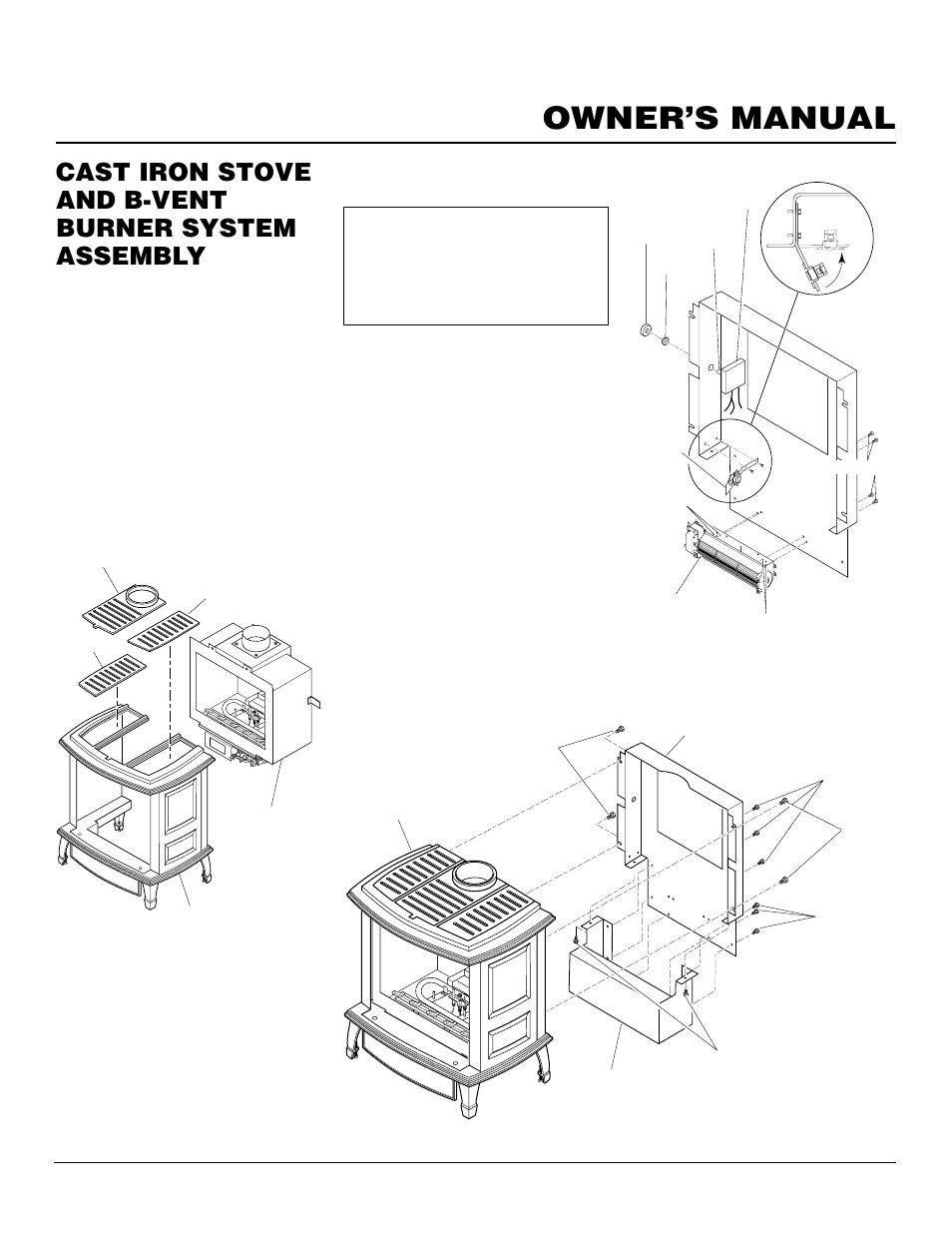 Owner’s manual, Cast iron stove and b-vent burner system assembly, Continued | Vanguard Heating SBVBN(C) User Manual | Page 7 / 32