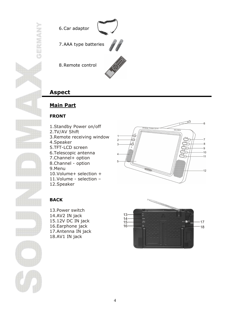 Aspect | SoundMax SM-LCD810 User Manual | Page 4 / 24