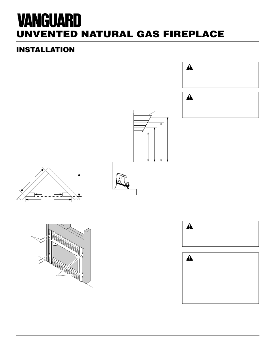 Unvented natural gas fireplace, Installation, Continued | Installing gas piping to fireplace location | Vanguard Heating VSGF28NTC User Manual | Page 10 / 32