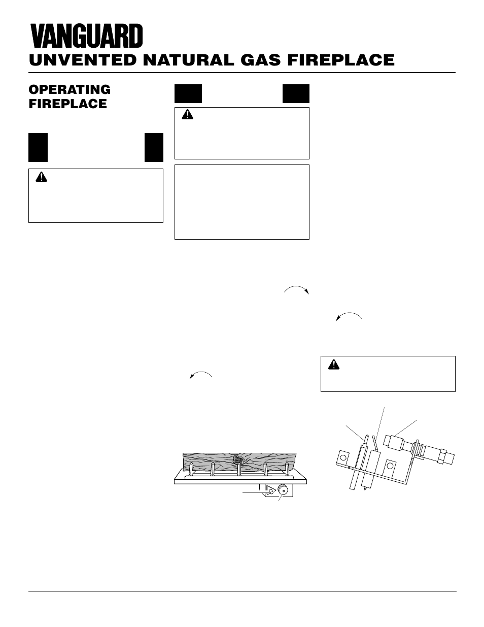 Unvented natural gas fireplace, Operating fireplace | Vanguard Heating VSGF28NTC User Manual | Page 14 / 32