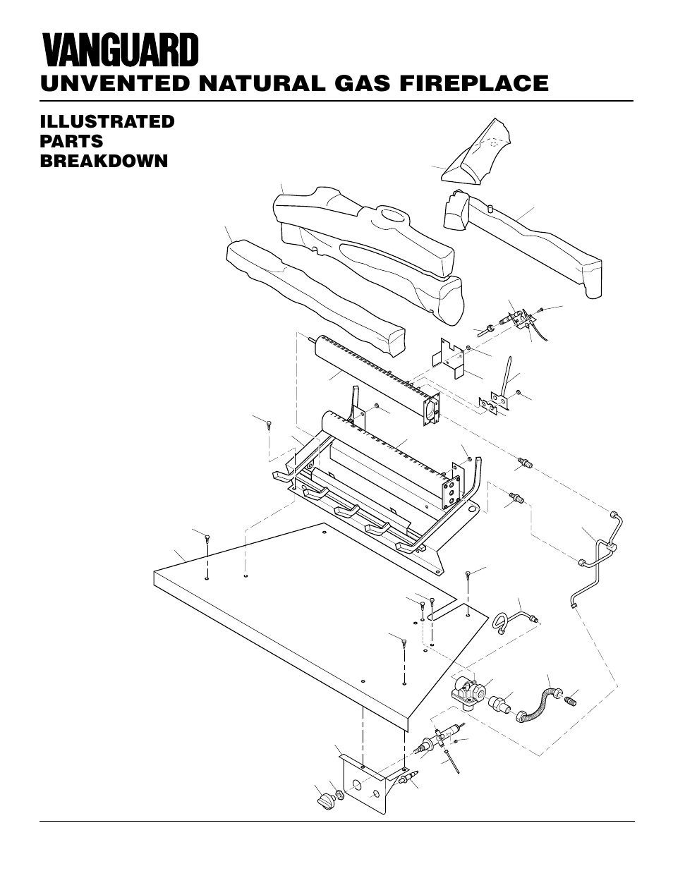 Unvented natural gas fireplace, Illustrated parts breakdown | Vanguard Heating VSGF28NTC User Manual | Page 24 / 32