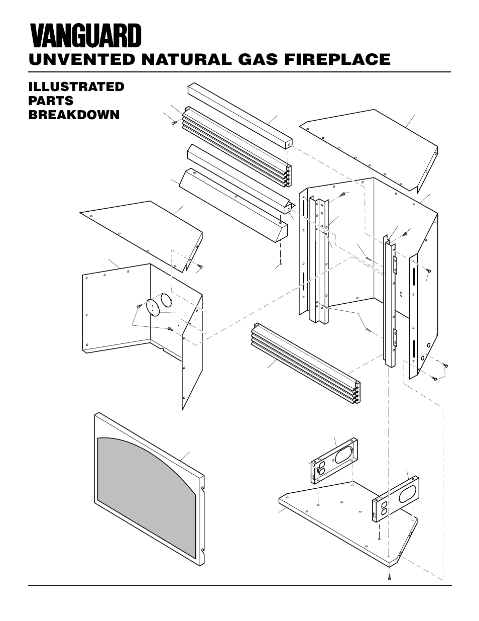 Unvented natural gas fireplace, Illustrated parts breakdown, Fireplace vsgf28nva | Vanguard Heating VSGF28NTC User Manual | Page 26 / 32