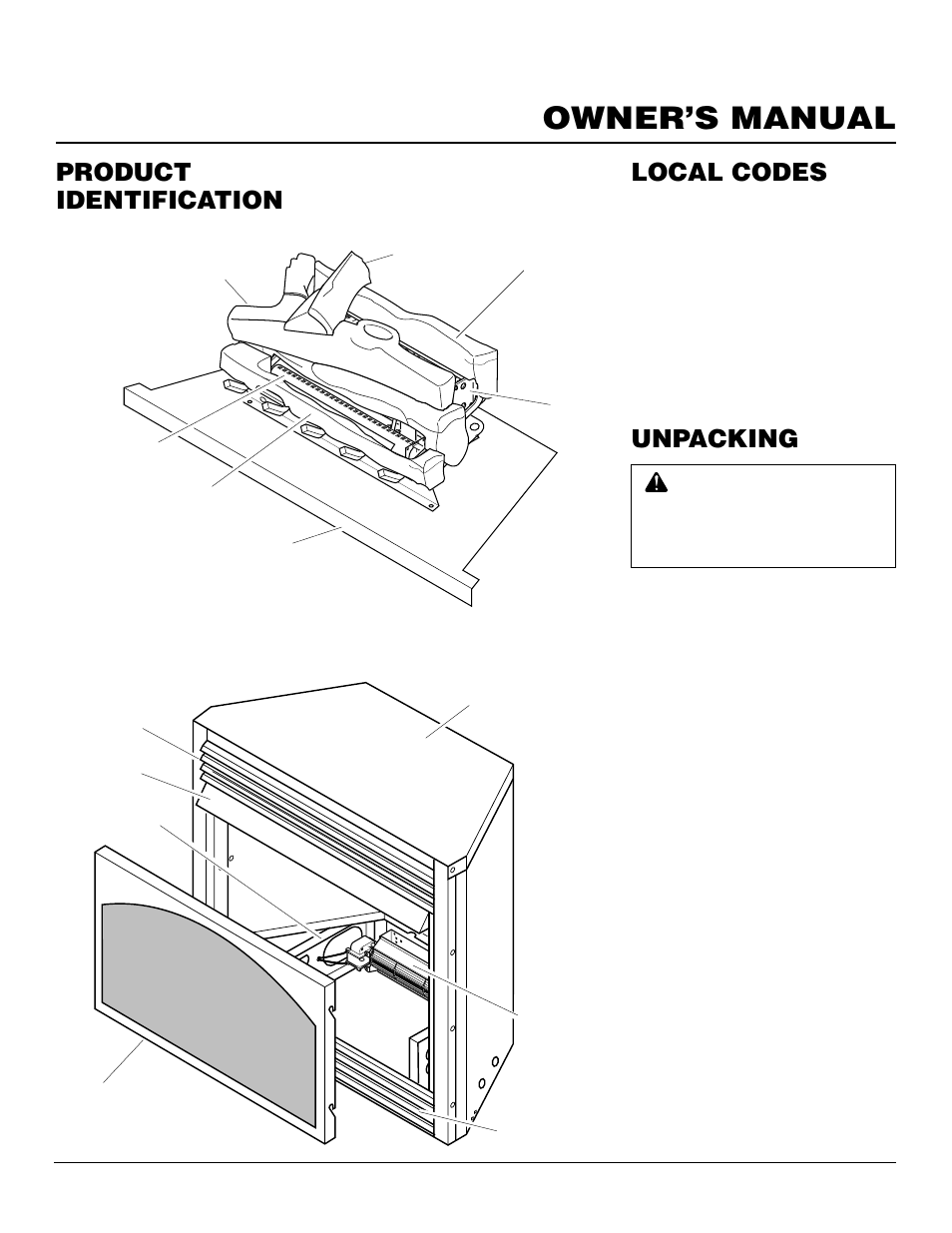 Owner’s manual, Product identification, Local codes | Unpacking | Vanguard Heating VSGF28NTC User Manual | Page 3 / 32