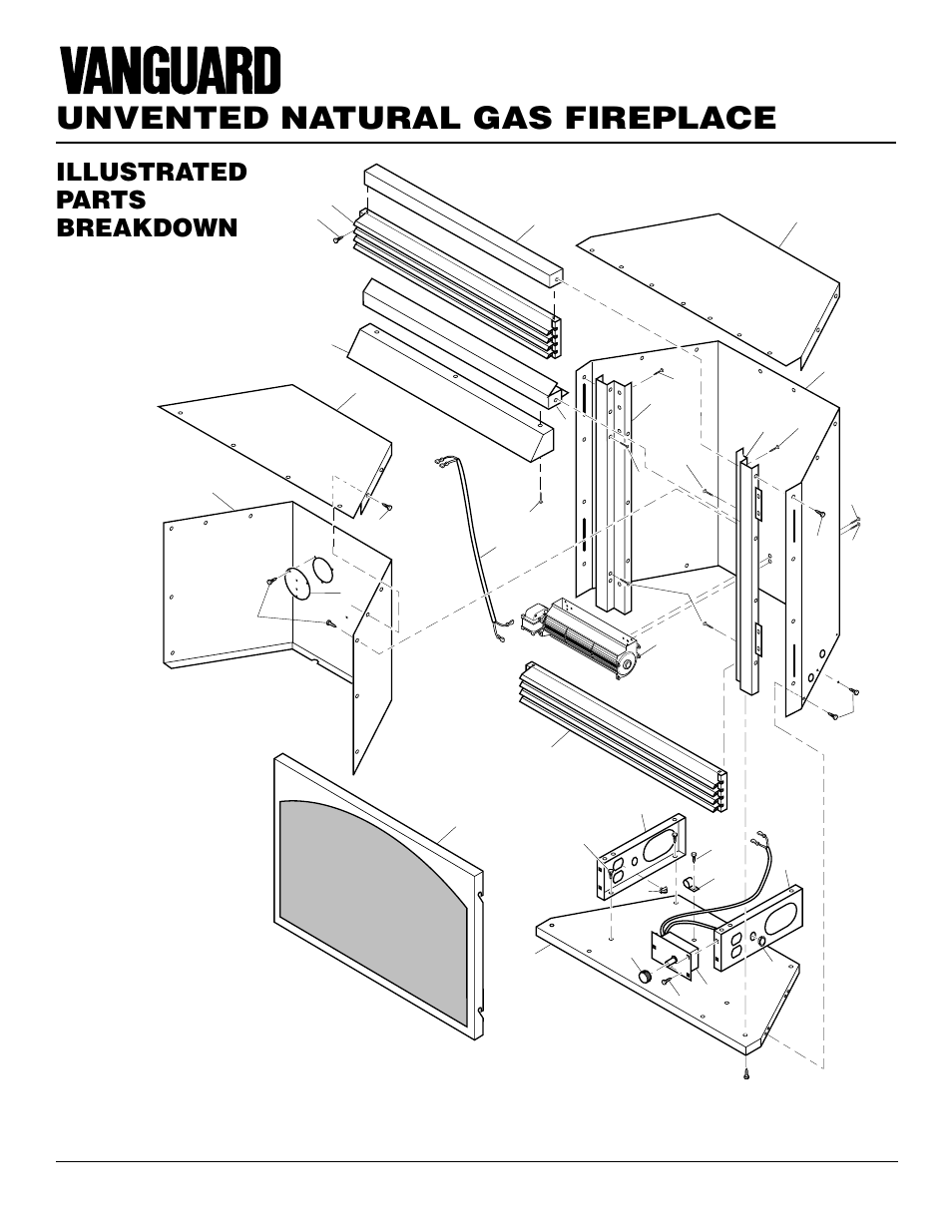 Unvented natural gas fireplace, Illustrated parts breakdown, Fireplace vsgf28ntc | Vanguard Heating VSGF28NTC User Manual | Page 30 / 32