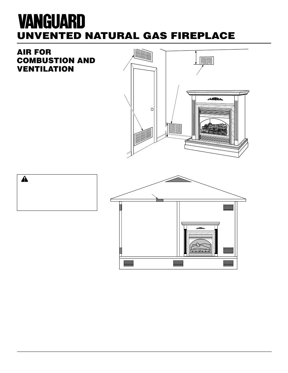 Unvented natural gas fireplace, Air for combustion and ventilation, Continued | Ventilation air | Vanguard Heating VSGF28NTC User Manual | Page 6 / 32