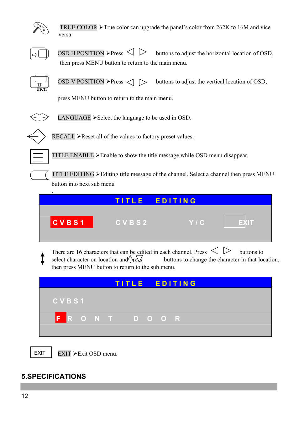 Then press menu button to return to the main menu | Vista Imaging VFSM15 User Manual | Page 13 / 16