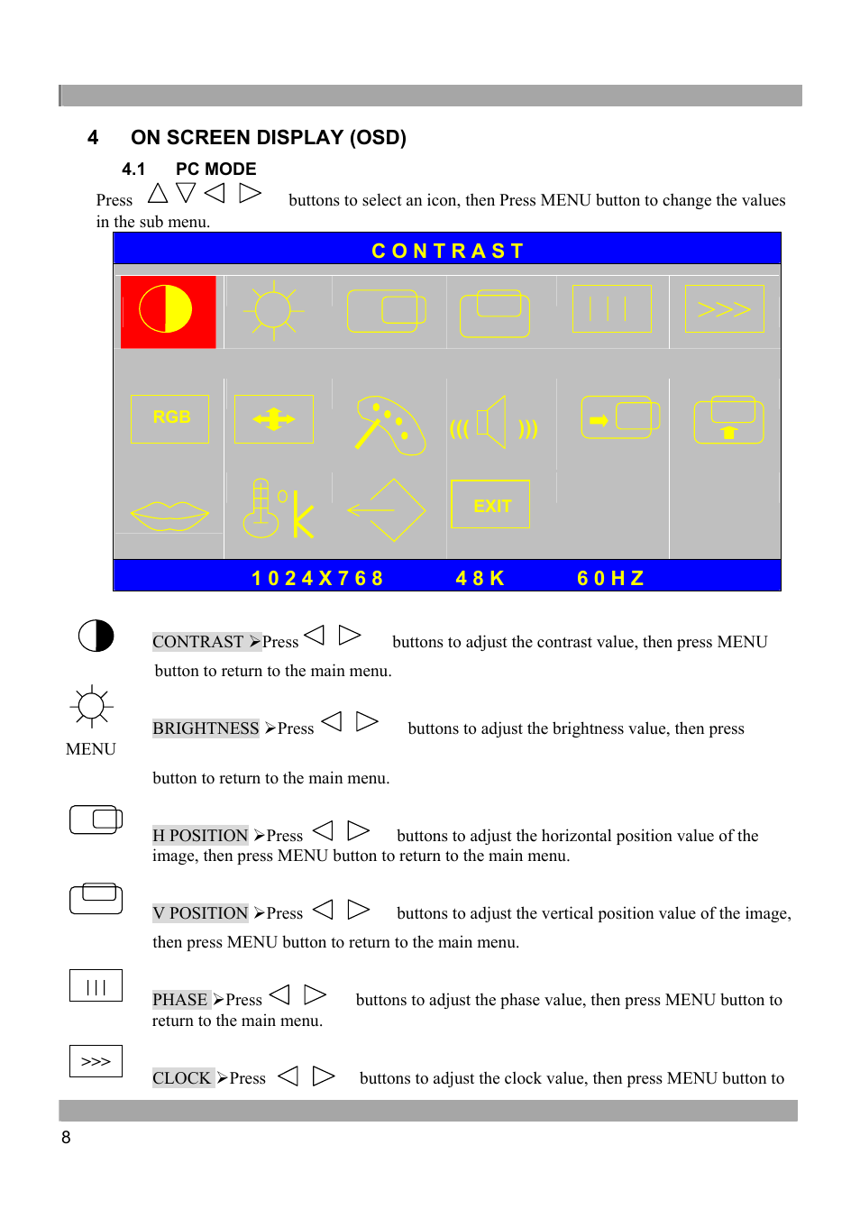 Button to return to the main menu, Then press menu button to return to the main menu | Vista Imaging VFSM15 User Manual | Page 9 / 16