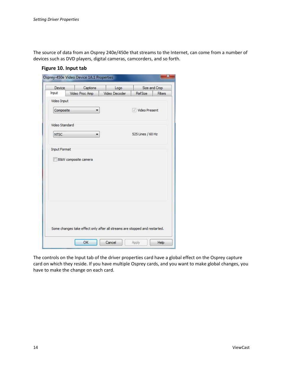 Input tab | ViewCast Osprey-450e User Manual | Page 20 / 98