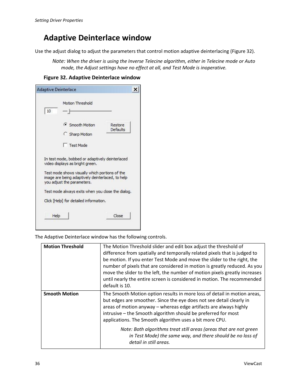 Adaptive deinterlace window | ViewCast Osprey-450e User Manual | Page 42 / 98