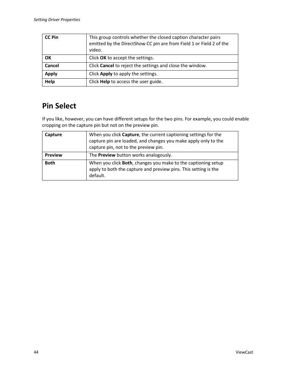 Pin select | ViewCast Osprey-450e User Manual | Page 50 / 98