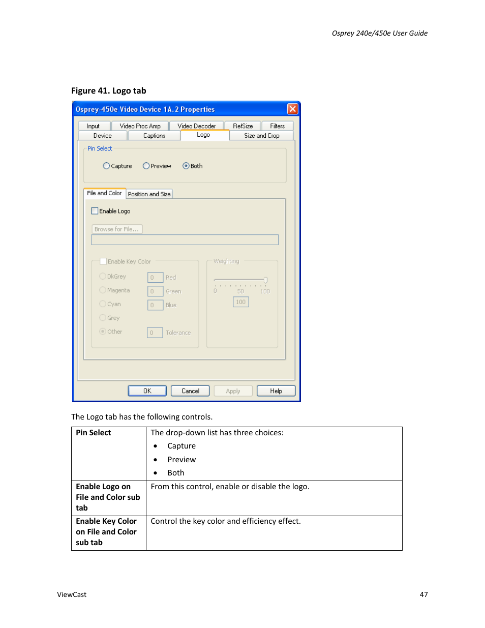Logo tab | ViewCast Osprey-450e User Manual | Page 53 / 98