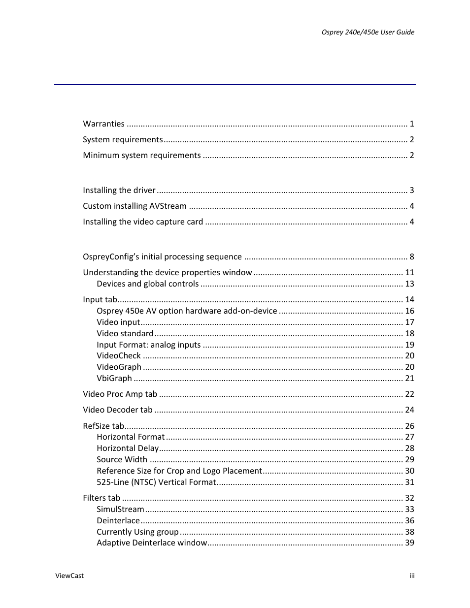 ViewCast Osprey-450e User Manual | Page 3 / 106