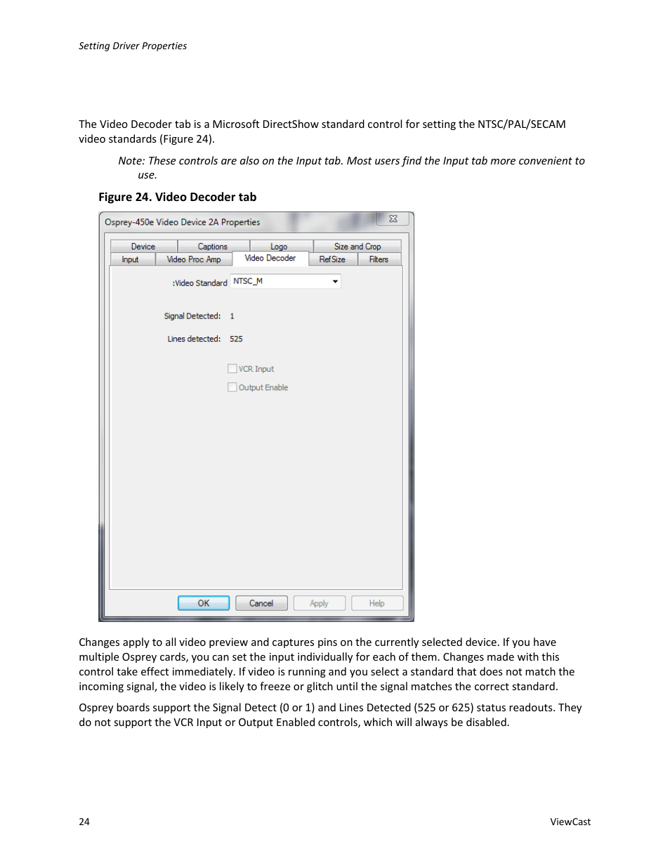 Video decoder tab | ViewCast Osprey-450e User Manual | Page 30 / 106