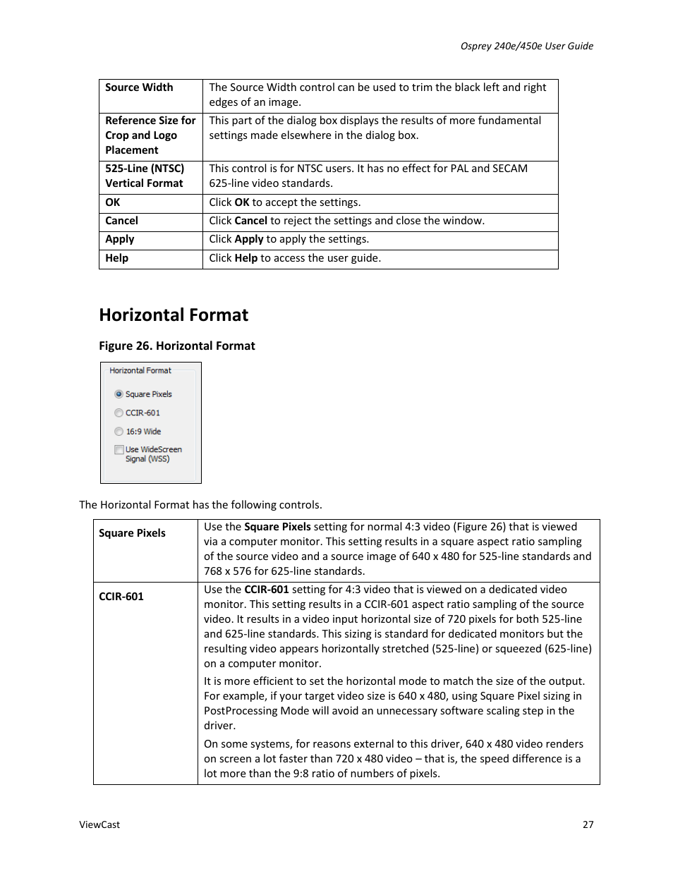 Horizontal format | ViewCast Osprey-450e User Manual | Page 33 / 106