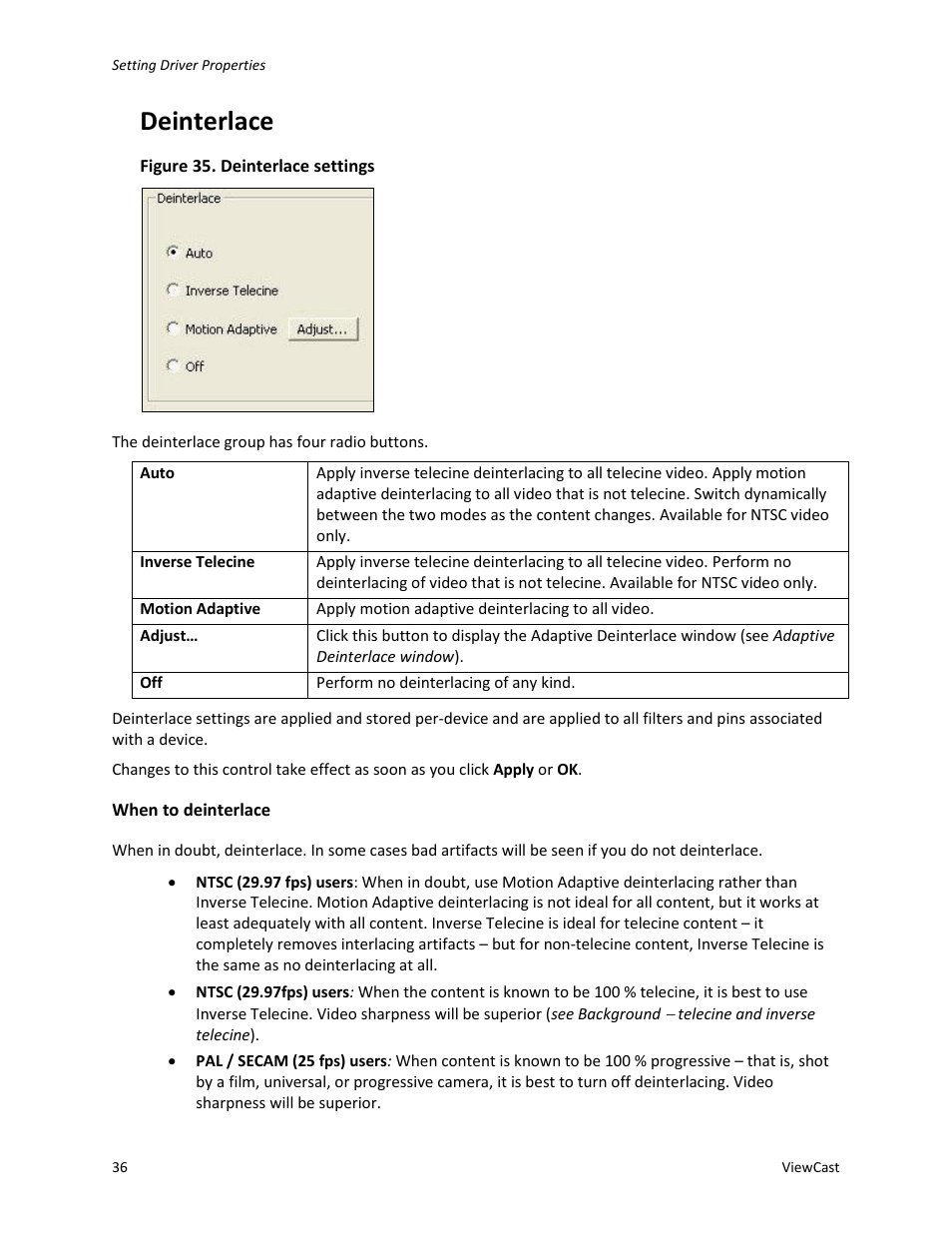 Deinterlace | ViewCast Osprey-450e User Manual | Page 42 / 106