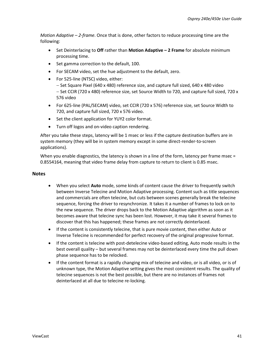ViewCast Osprey-450e User Manual | Page 47 / 106