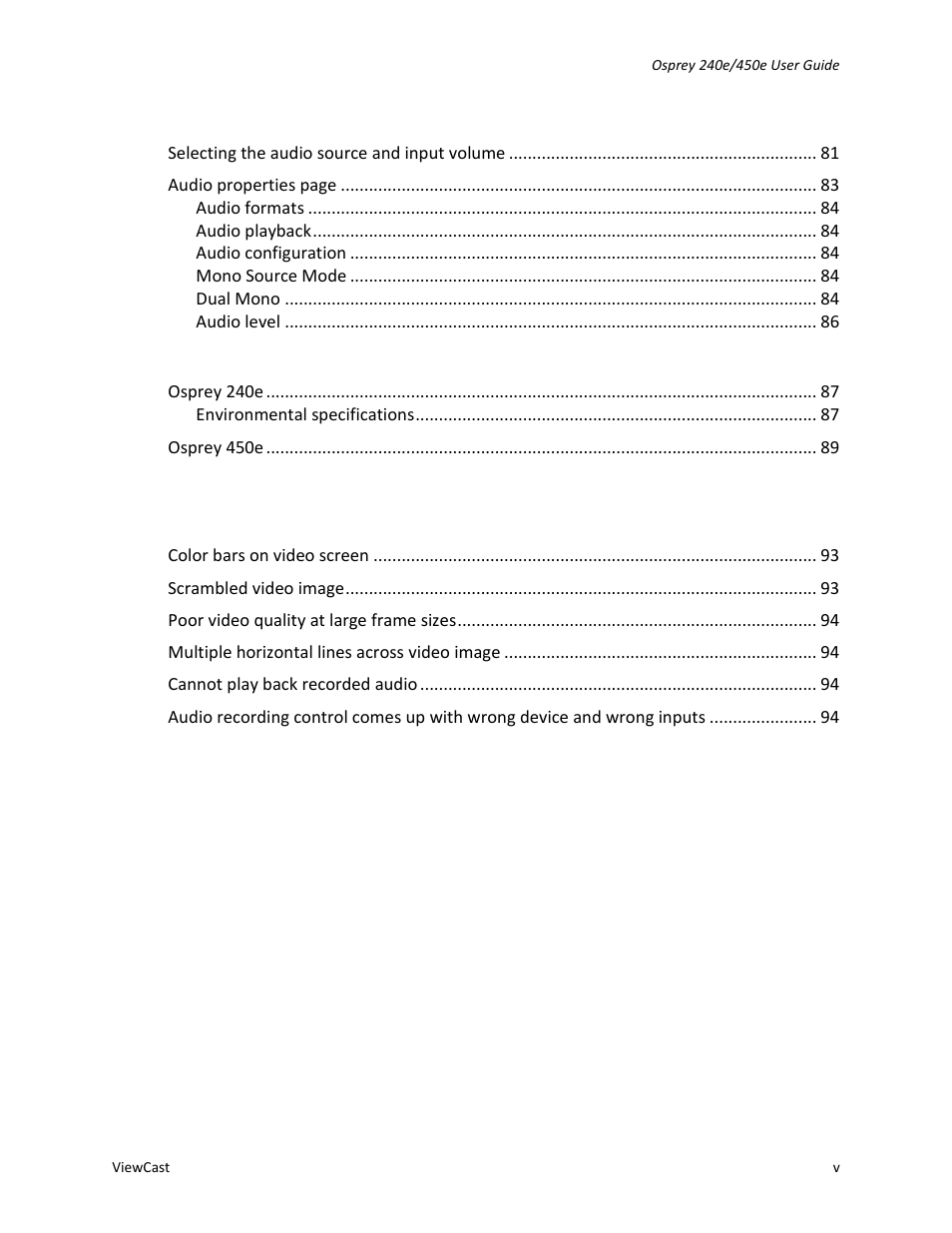 ViewCast Osprey-450e User Manual | Page 5 / 106