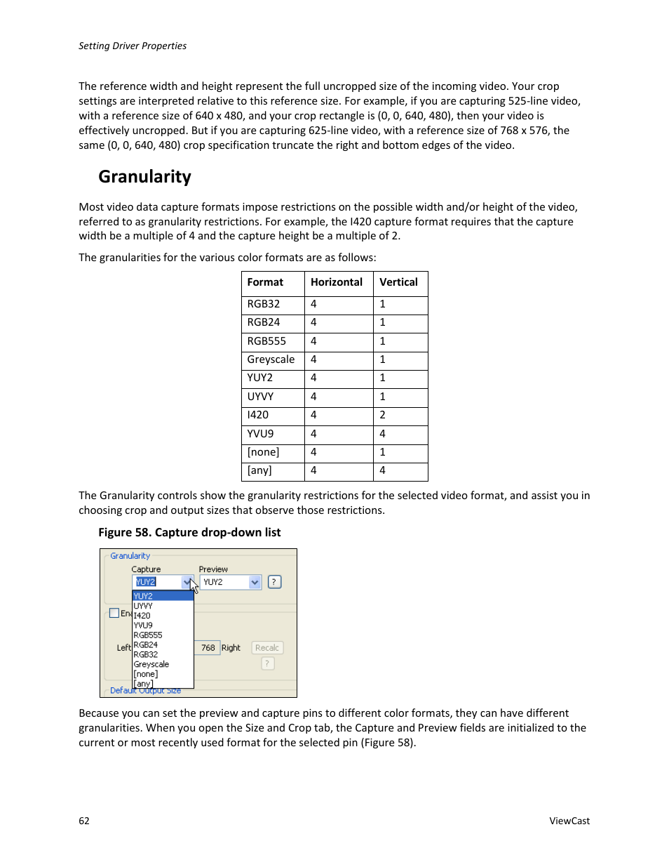 Granularity | ViewCast Osprey-450e User Manual | Page 68 / 106
