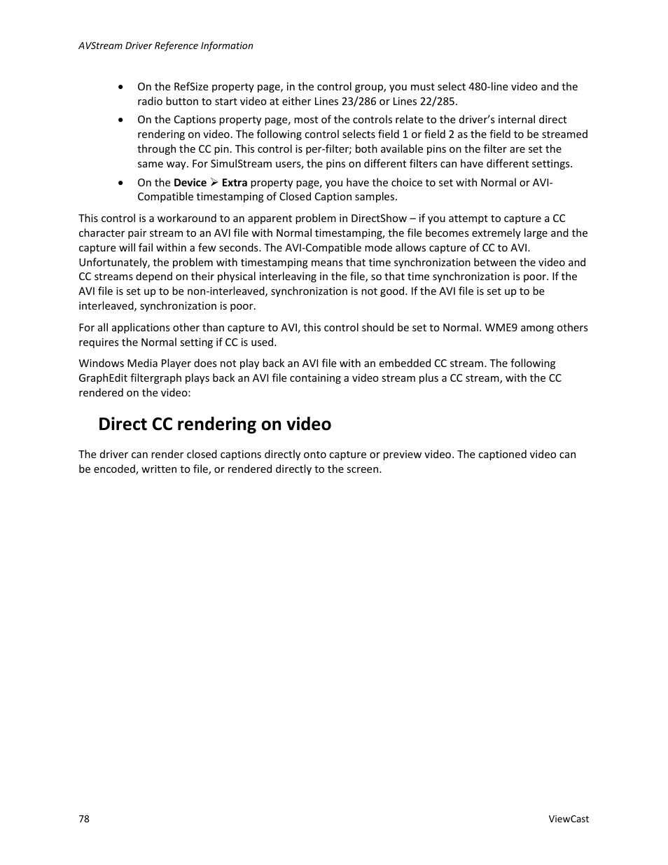 Direct cc rendering on video | ViewCast Osprey-450e User Manual | Page 84 / 106
