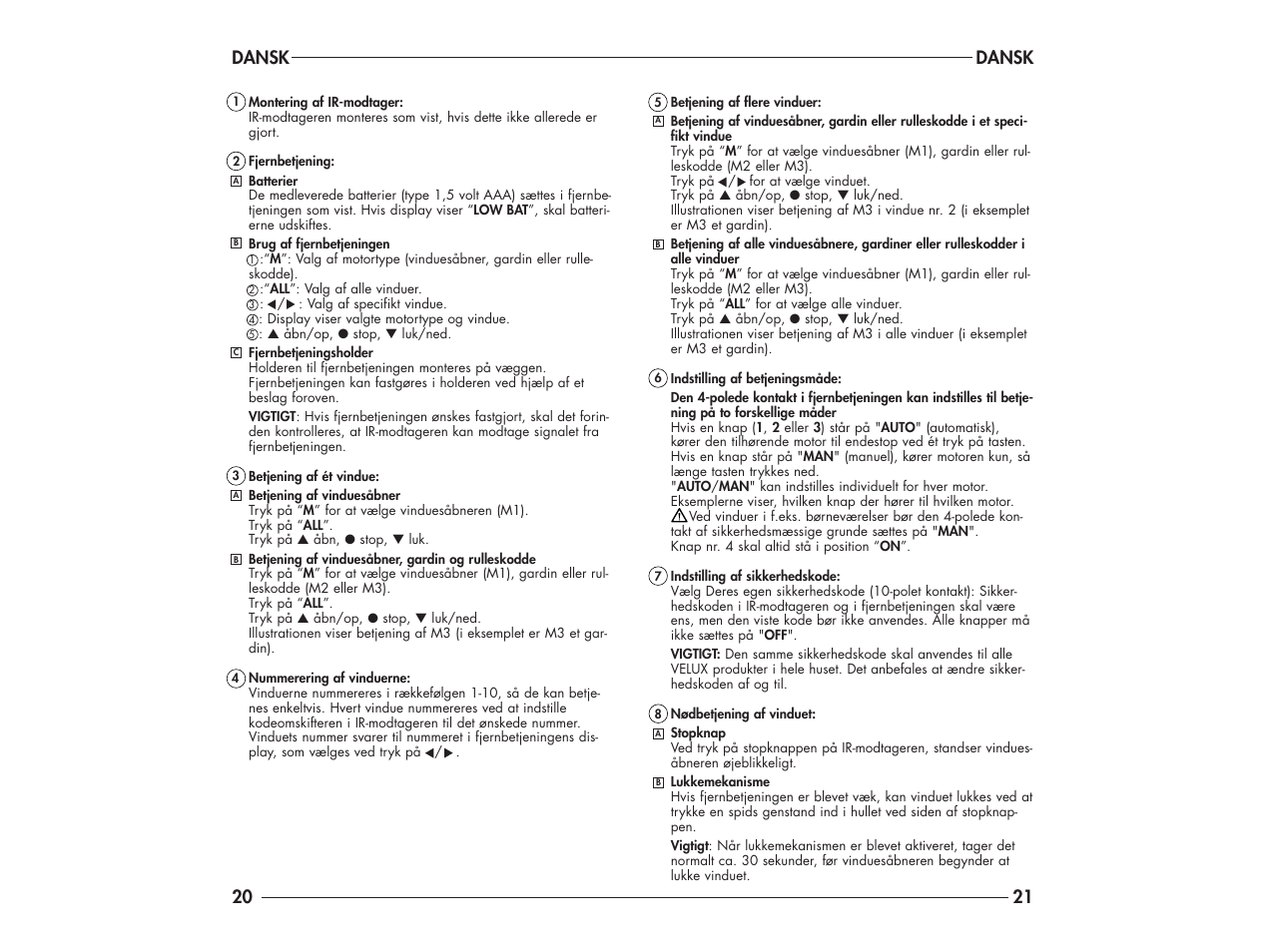 Dansk | Velux DK-2950 User Manual | Page 17 / 29
