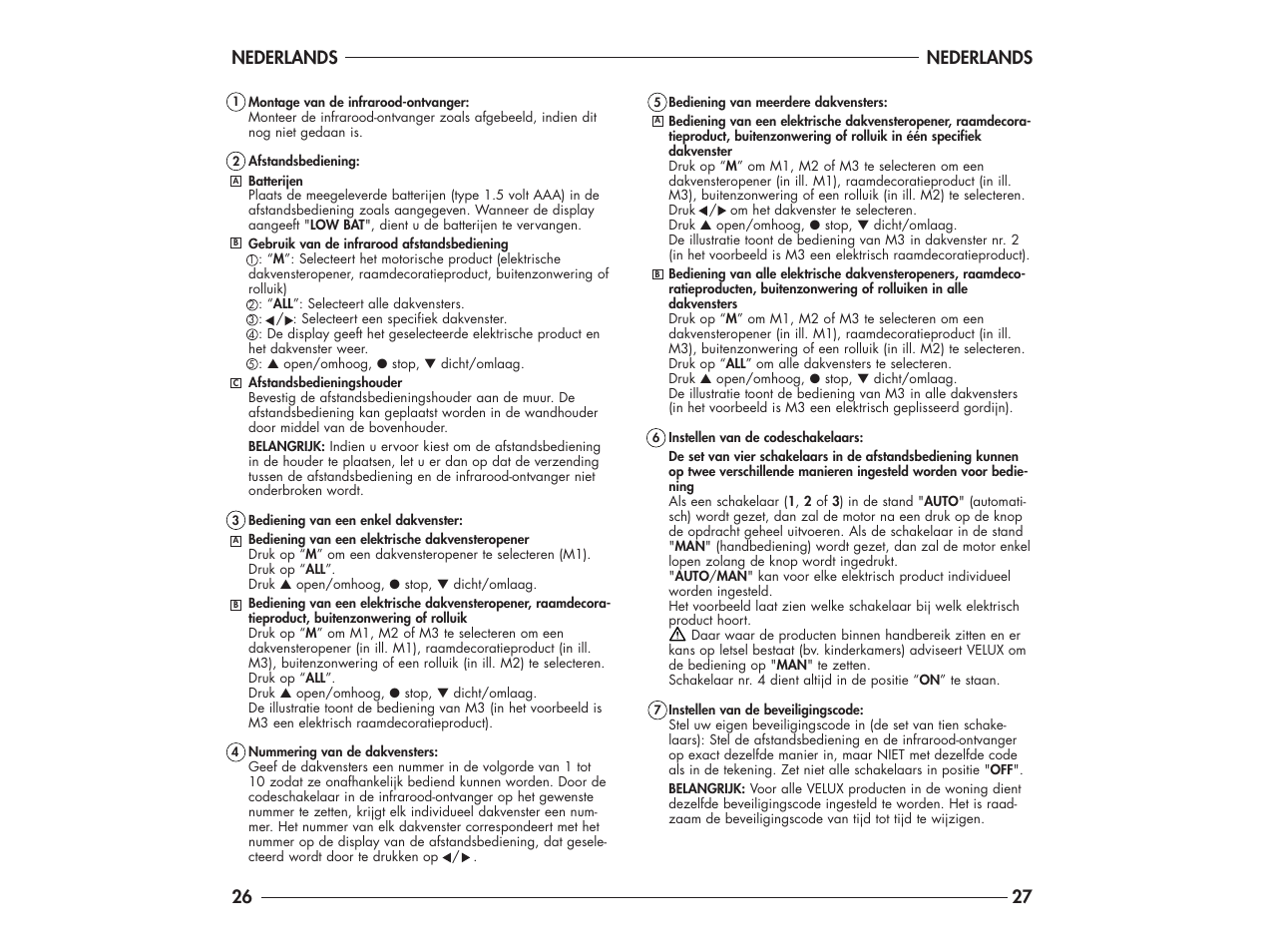 Nederlands, 27 nederlands | Velux DK-2950 User Manual | Page 20 / 29