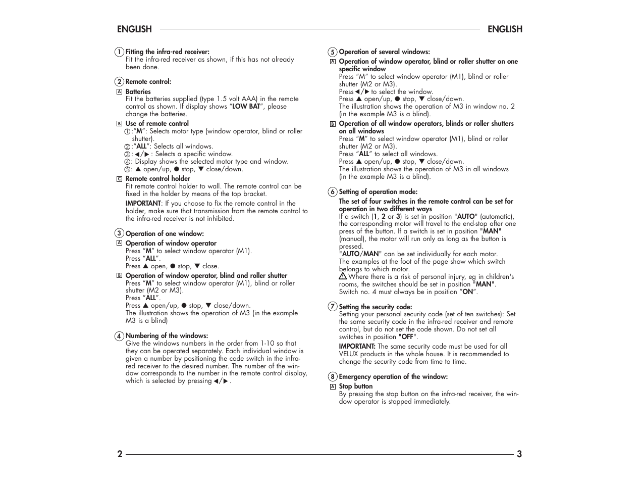 English 3, English | Velux DK-2950 User Manual | Page 8 / 29