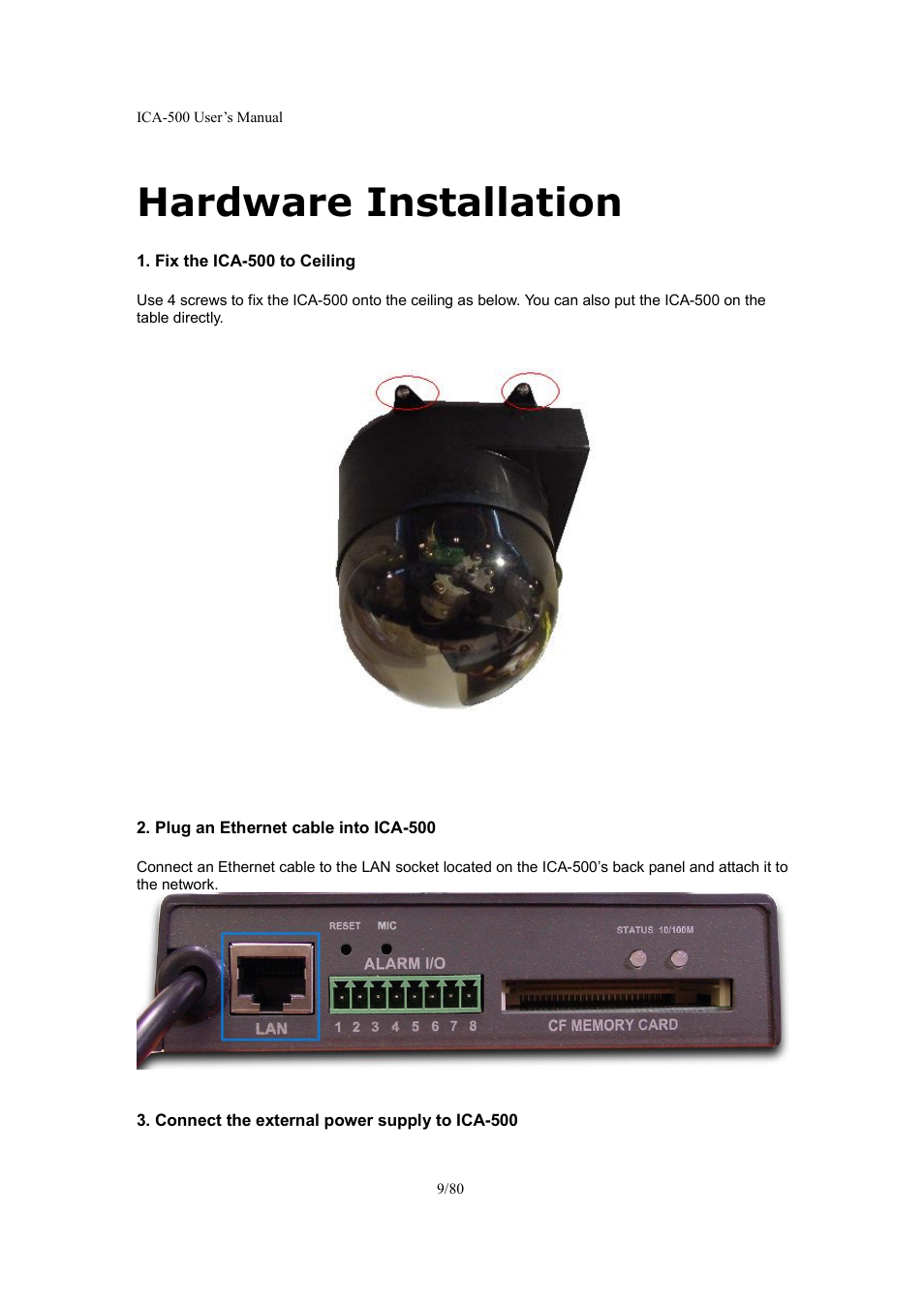 Hardware installation | Veo ICA-500 User Manual | Page 9 / 80