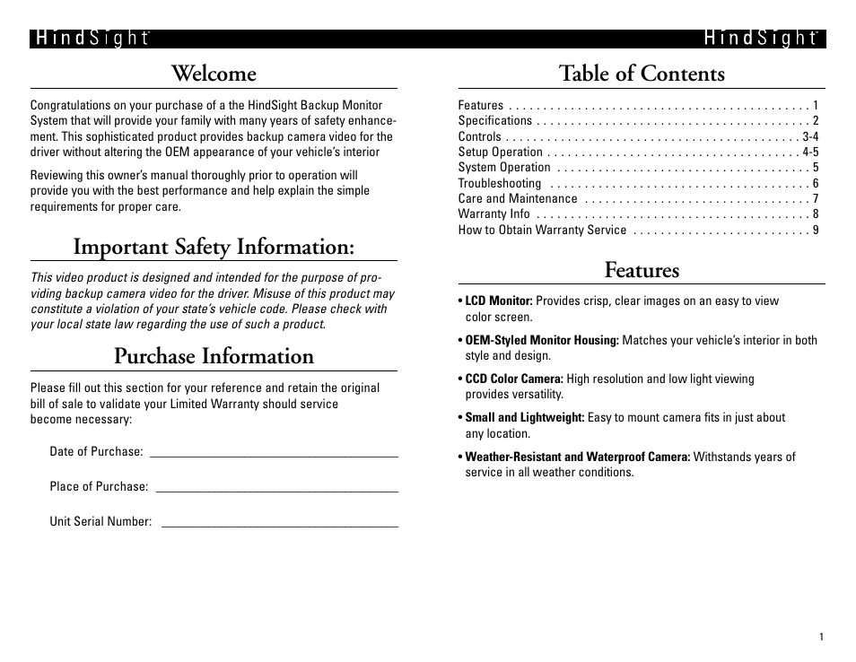 Vizualogic HindsightTM User Manual | Page 2 / 6
