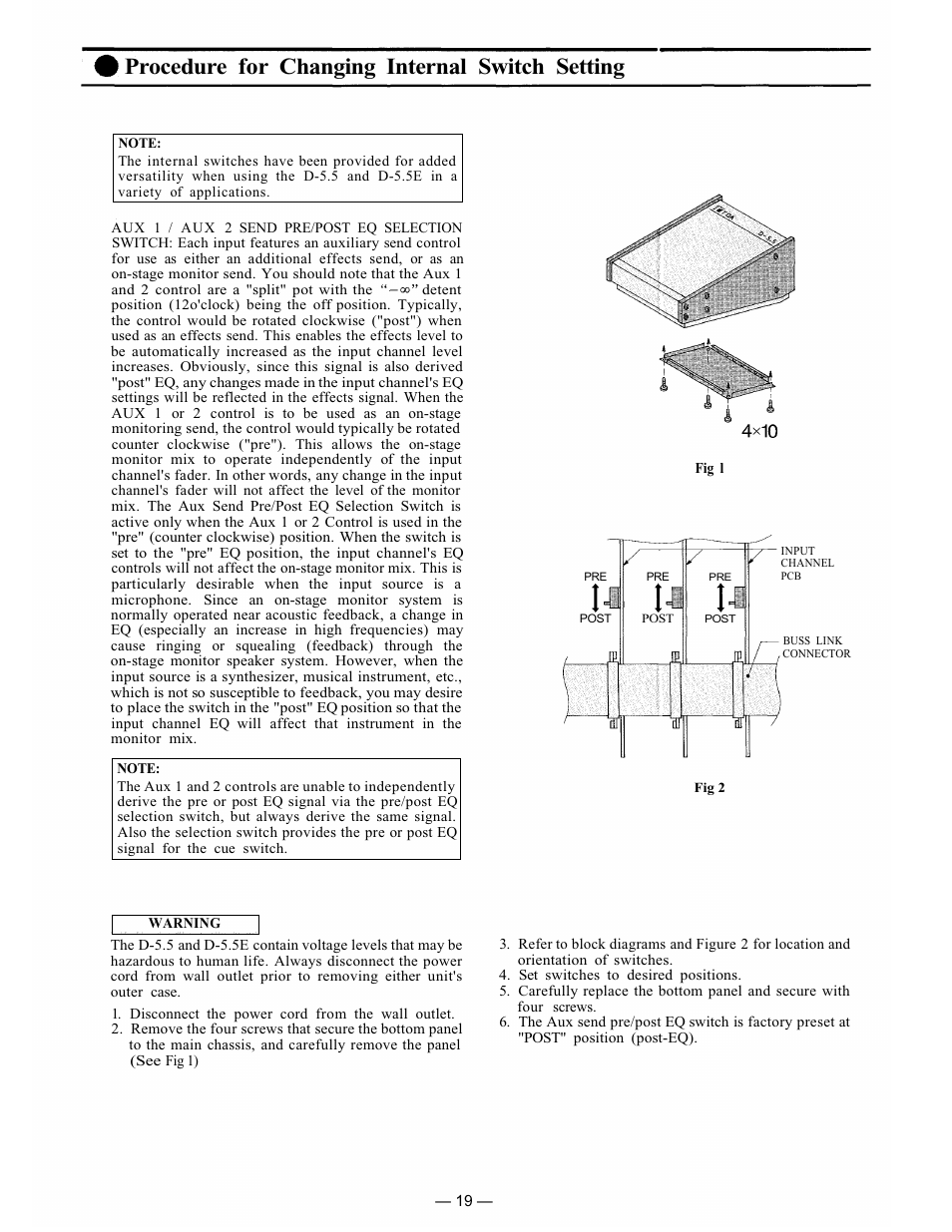 Procedure for changing internal switch setting | Vizio D-5.5E User Manual | Page 18 / 20